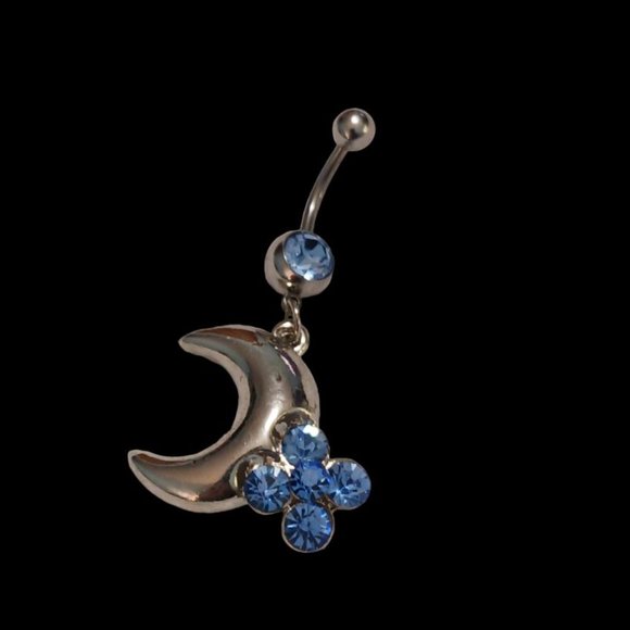*5/35* New Cresent Moon Belly Ring 14G - Picture 2 of 2